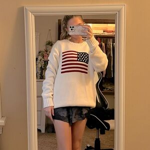 White and red American flag Brandy Melville / John Galt sweater